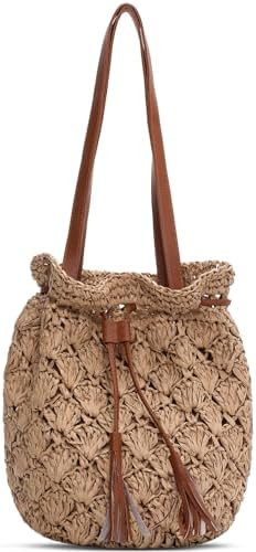 Tavaleu Straw Beach Bags for Women, Tote Handbag Shoulder Bag for Women, Beach Straw Purse Bucket... | Amazon (US)