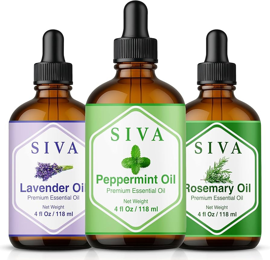 Siva Peppermint Essential Oil, Rosemary Essential Oil and Lavender Essential Oil 4oz Bundle Super... | Amazon (US)