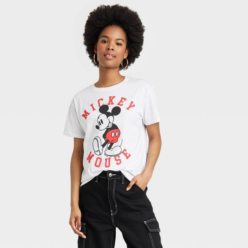 Women's Disney Mickey Mouse Short Sleeve Graphic T-Shirt - White | Target