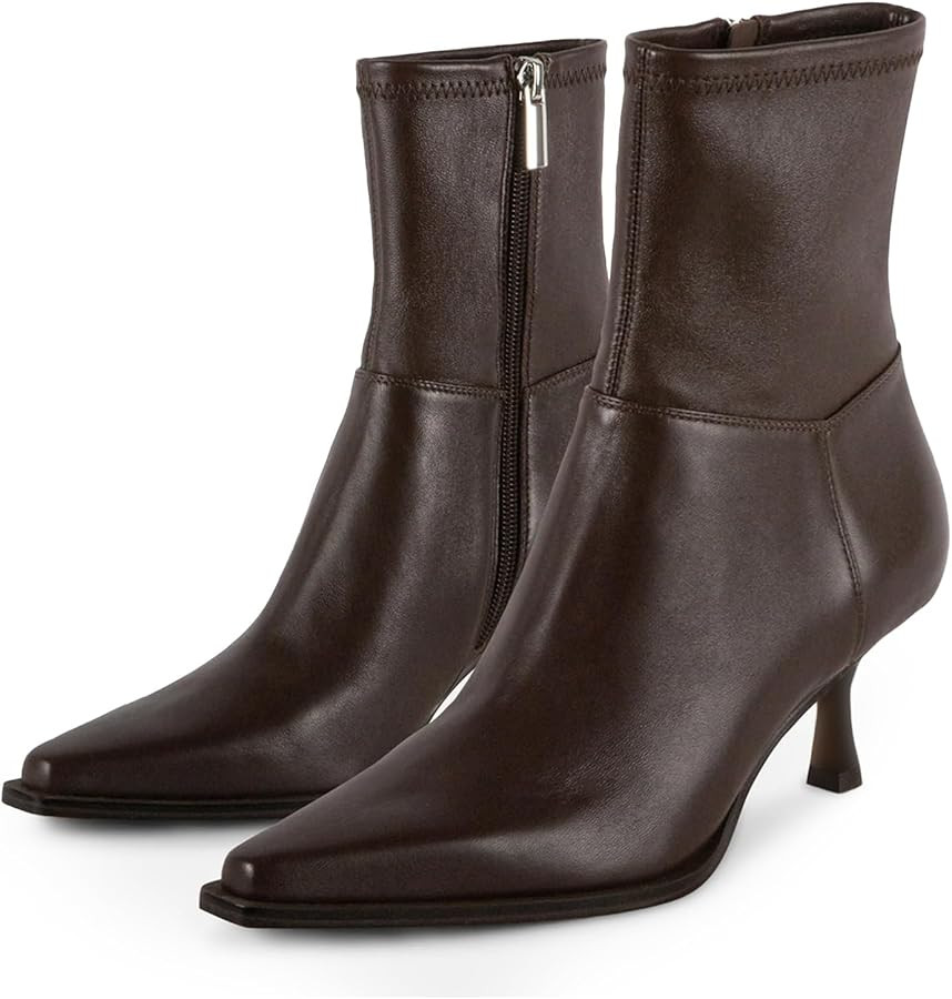 JORISTIMO Ankle Boots for Women Kitten Heel Short Boots Dressy Pointed Toe Booties Side Zipper | Amazon (US)