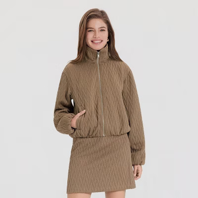 Women's Textured Jacquard Funnel-Neck Bomber Jacket - A New Day™ | Target