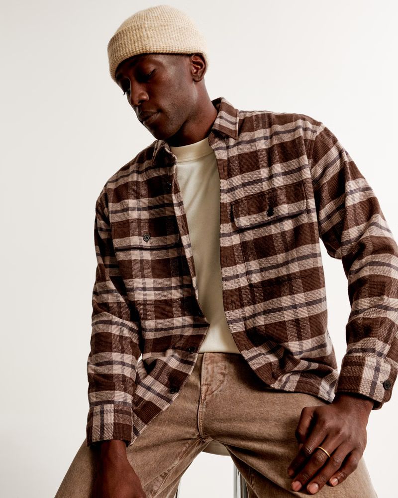 Men's 90s Oversized Flannel | Men's Tops | Abercrombie.com | Abercrombie & Fitch (US)