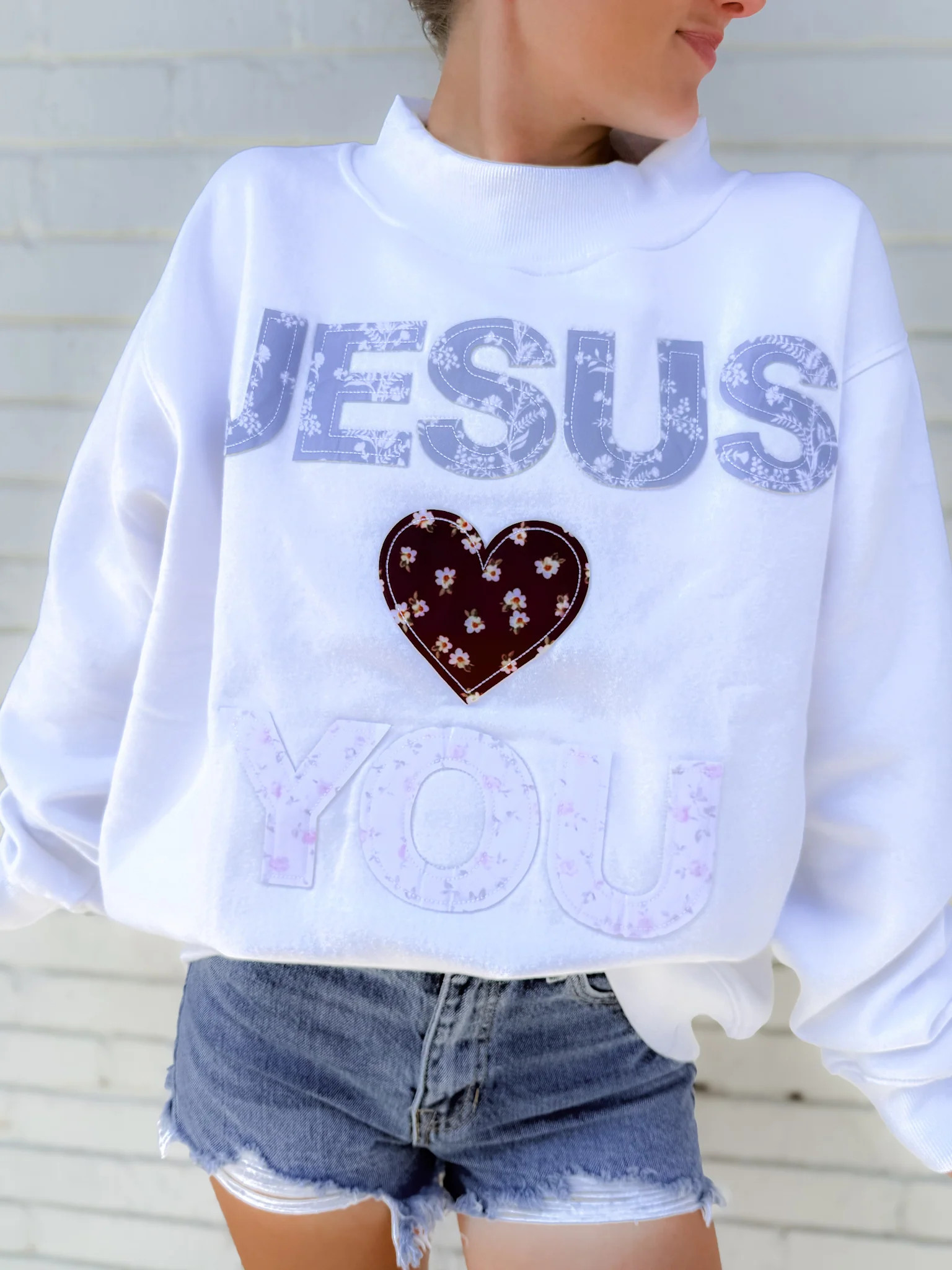 Quilted JLY Mockneck Sweatshirt | TEES by Taylor