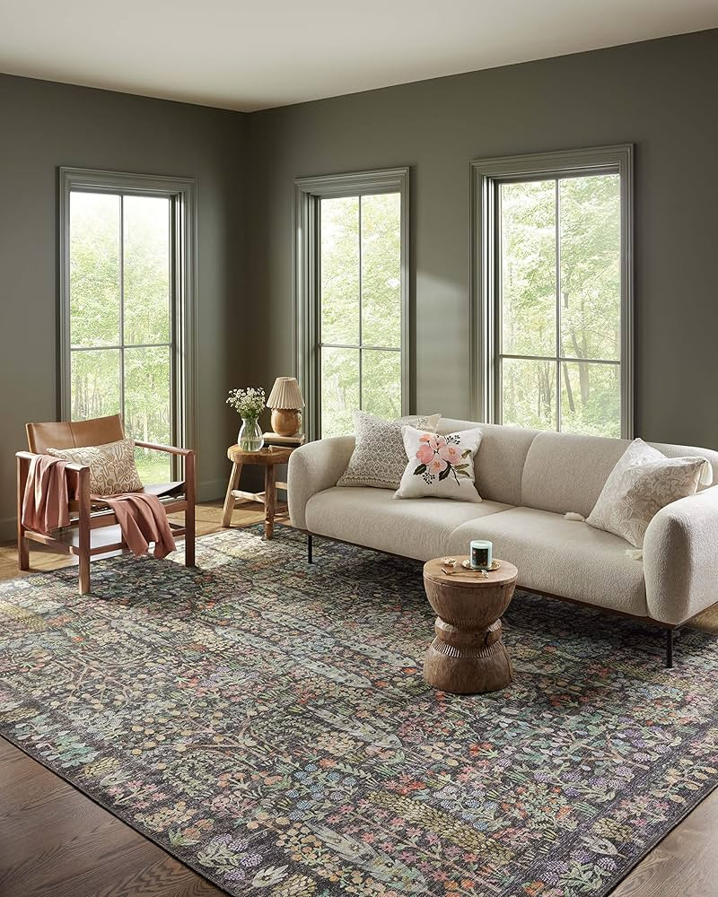 Loloi Rifle Paper Co. Maison Collection MAO-07 Charcoal 7'-6" x 9'-6", .19" Pile Height, Area Rug | Amazon (US)