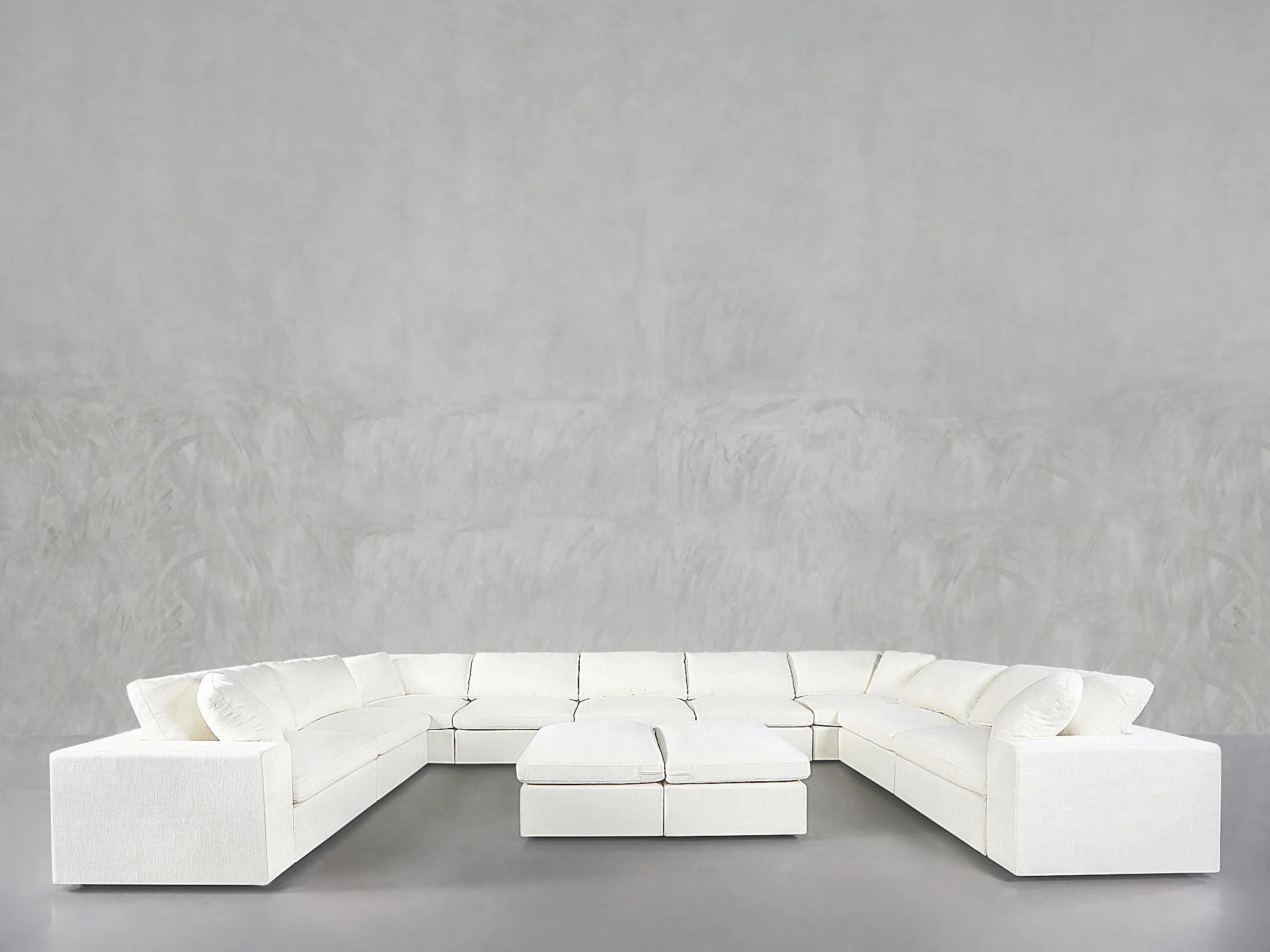 9-Seat Modular U-Sectional with Double Ottoman - Natural White / Classic / Standard | 7th Avenue