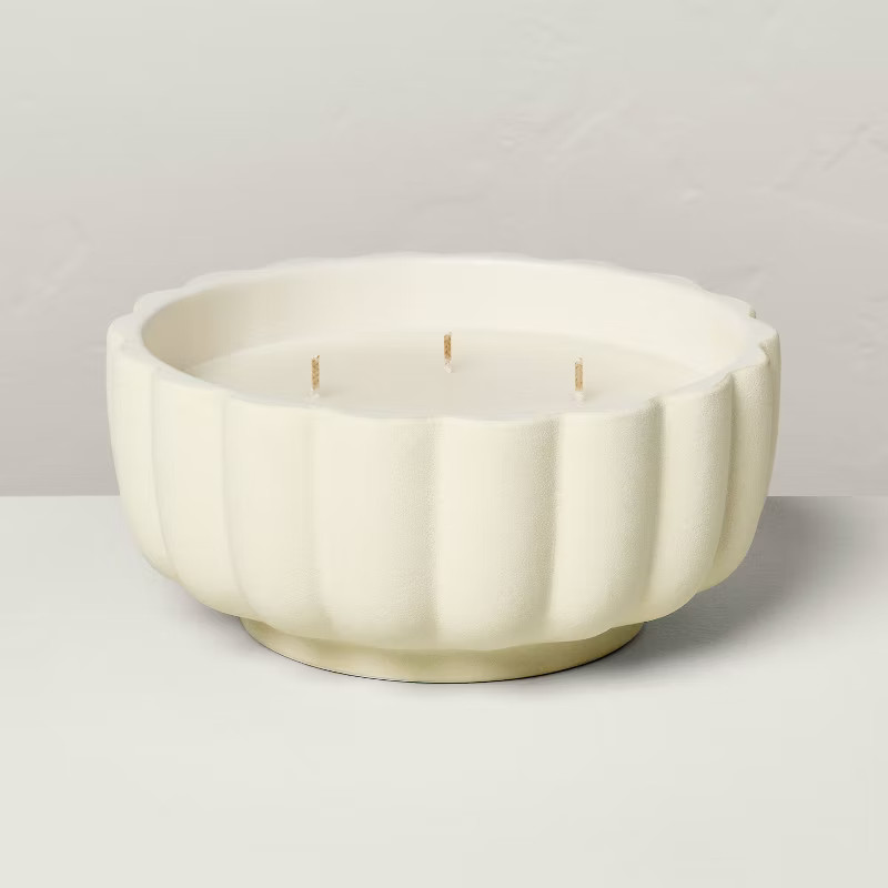 5-Wick Rustic Ceramic Salt Scalloped Jar Candle Cream 32oz - Hearth & Hand™ with Magnolia: Farm... | Target