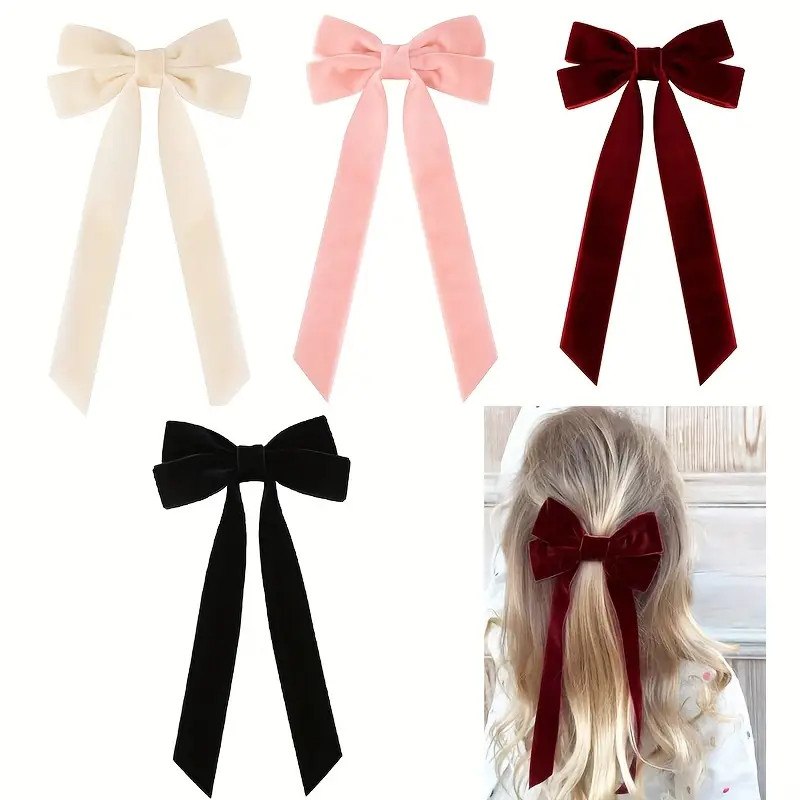 Velvet Hair Ribbon Bows Clip Women Vintage Bow Hair Clips - Temu | Temu Affiliate Program