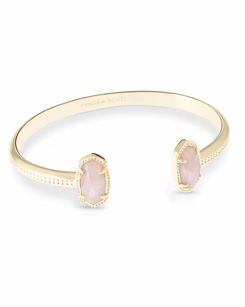 Elton Gold Cuff Bracelet in Rose Quartz | Kendra Scott