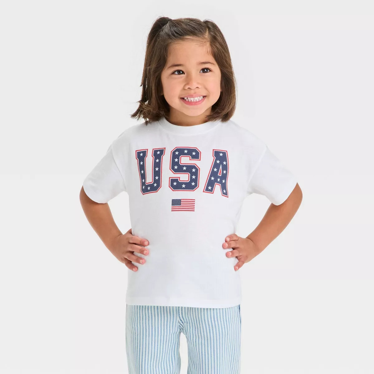 Toddler Girls Americana USA Graphic T-Shirt - Cat & Jack™ White | Target