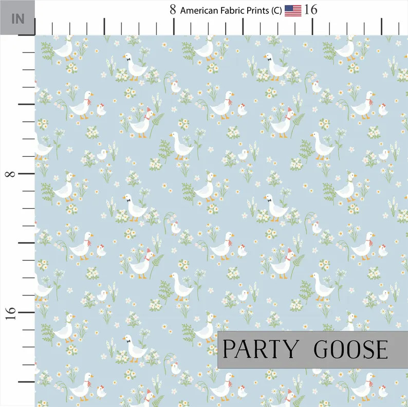 Goose Celebration Cotton Quilt Fabric | Cotton Quilt Fabric | Blue Background | Made in the USA |... | Etsy (Global)