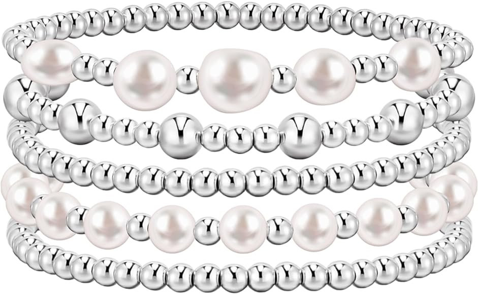 adoyi Gold Beaded Bracelets for Women, 14K Gold Plated Natural Pearl Bracelets Gold Stackable Str... | Amazon (US)