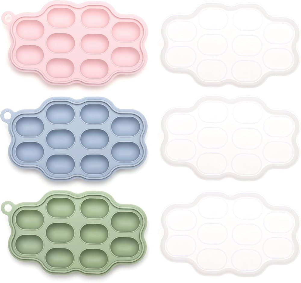 Baby Breastmilk Popsicle Molds (3 Pack), Kingkam Silicone Nibble Freezer Tray, Baby Fruit Food Fe... | Amazon (US)