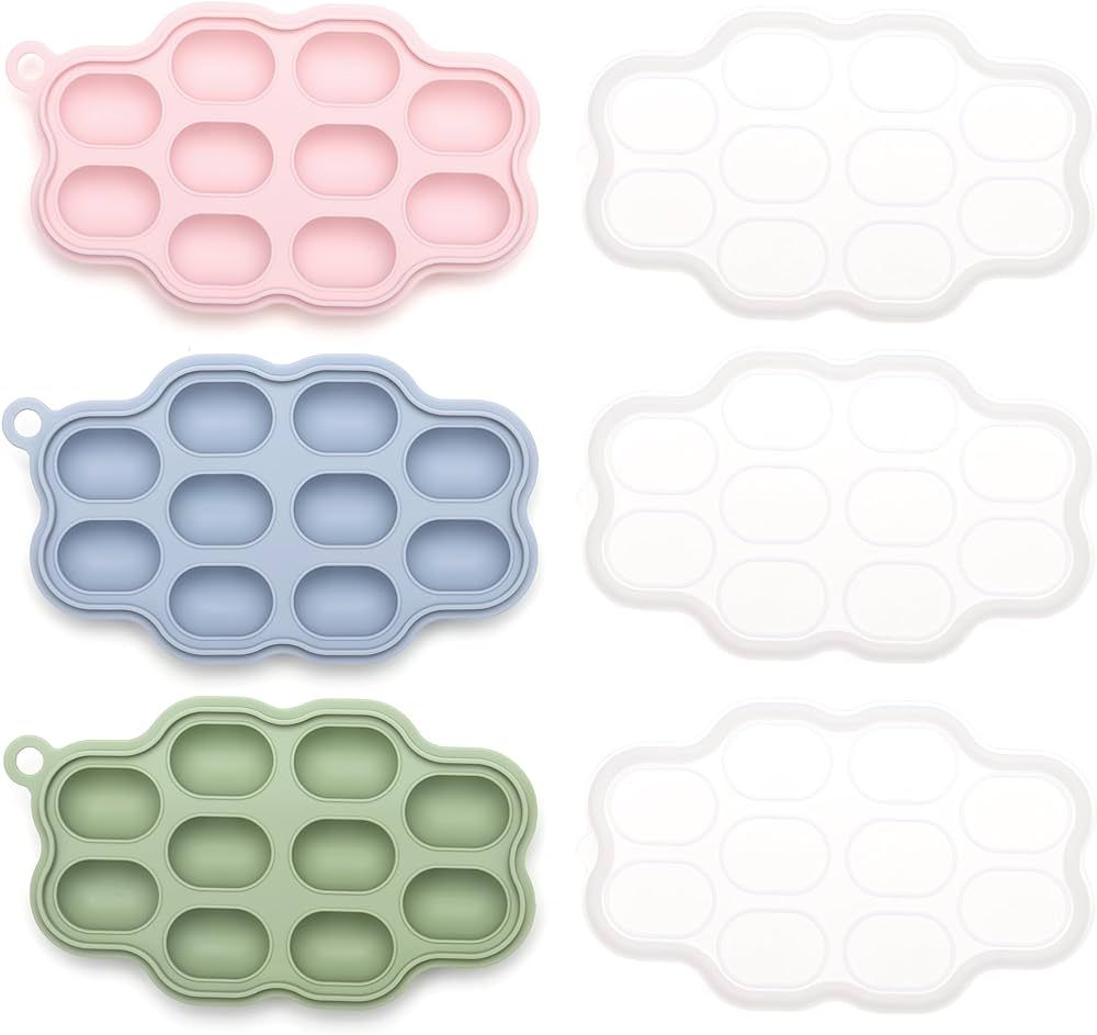 Baby Breastmilk Popsicle Molds (3 Pack), Kingkam Silicone Nibble Freezer Tray, Baby Fruit Food Fe... | Amazon (US)