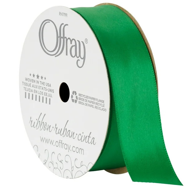 Offray Ribbon, Emerald Green 7/8 inch Single Face Satin Polyester Ribbon, 18 feet | Walmart (US)