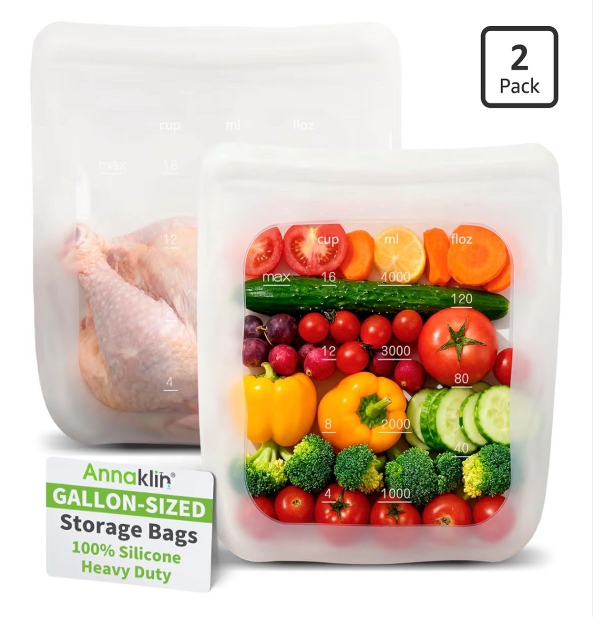 100% Silicone Gallon Freezer Bags, Extra Large Reusable 1 Gallon Silicone Storage Bags Stand-Up Zip-Lock Leakproof for Bulk Food & Large Portions, Freezer Microwave Sous Vide Dishwasher Safe, 2 Pack

Kitchen must have

#LTKHome