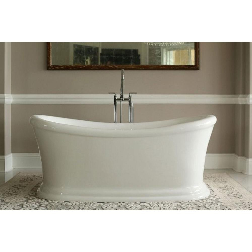 Serene 5.58 ft. Acrylic Double Slipper Style Flat Bottom Non-Whirlpool Bathtub in White | The Home Depot