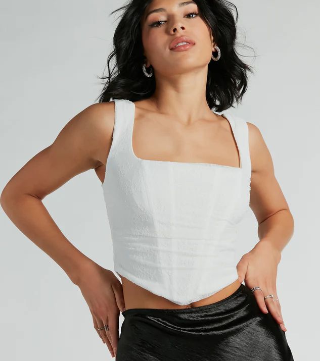 Flirty Vibes Ruched Lace Corset Top | Windsor Stores