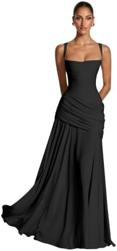 Chiffon Bridesmaid Dresses for Women Long Pleated Formal Dress | Amazon (US)