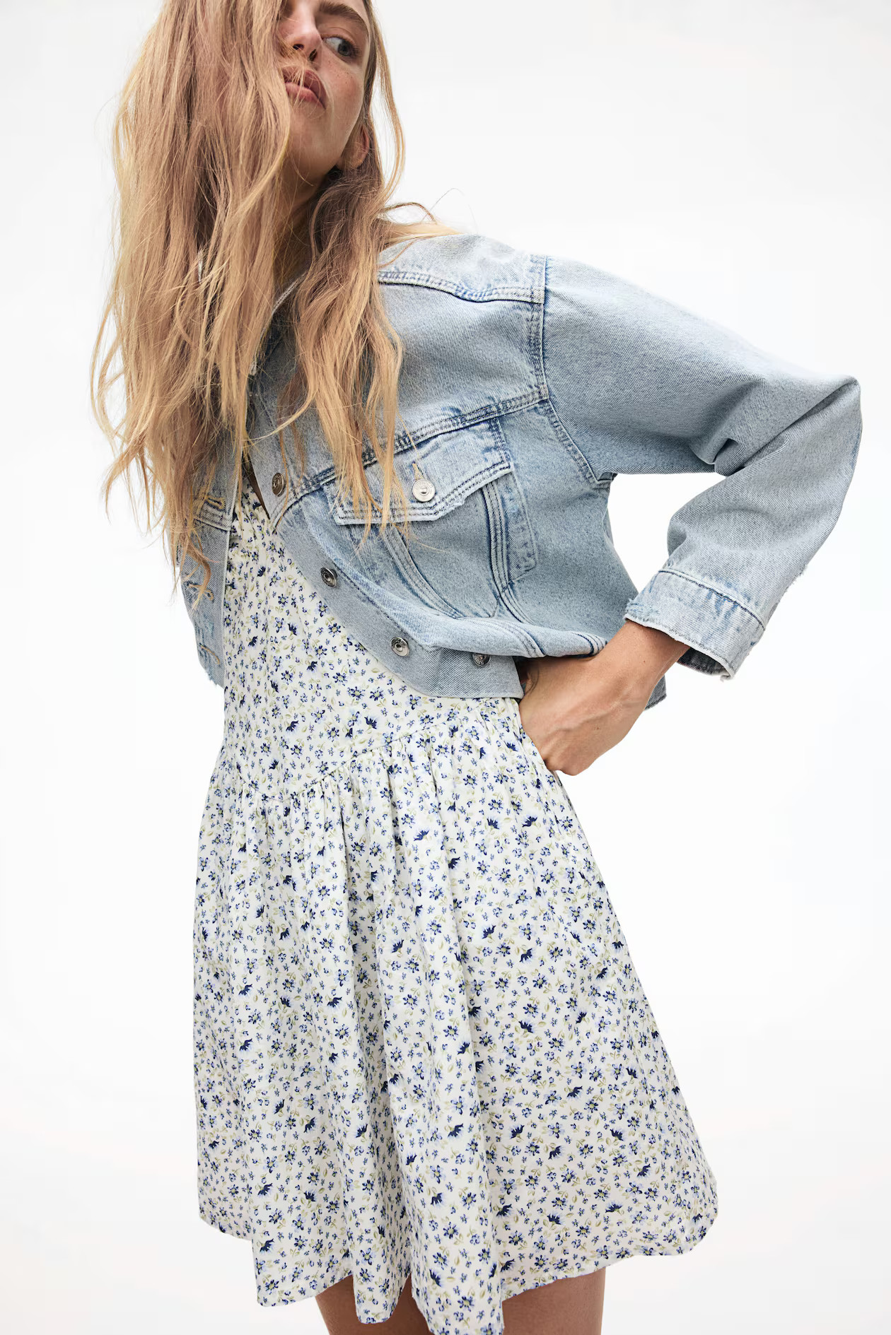 Cotton Dress with Flared Skirt | H&M (US + CA)