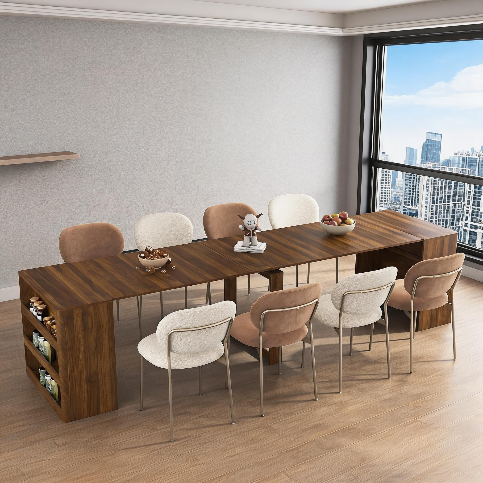 Watnature Space-Saving Etimestendable Foldable Dining Table for Indoor Multipurpose Use Particle Board Seats 1 to 10 one_size | HQJLSLPCY9S6 | Lowe's