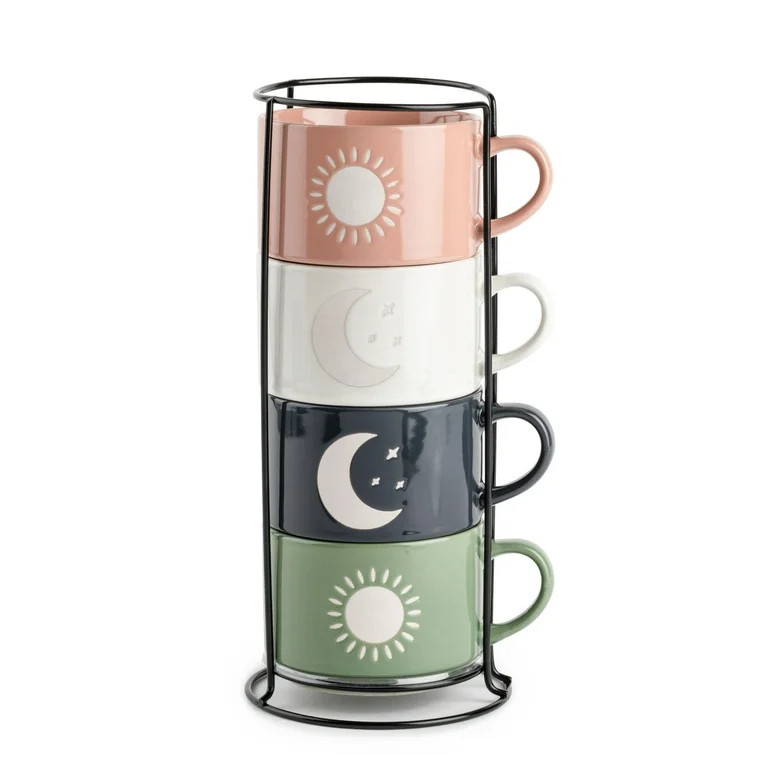 Thyme & Table Stackable Ceramic Coffe Mug, 11 fl oz, 4-Pack - Walmart.com | Walmart (US)