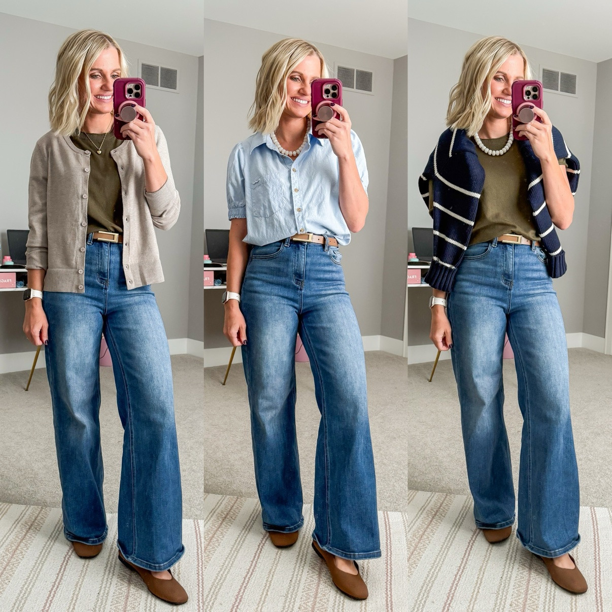 Fall Capsule 2026 🍂 Three ways I'm styling my medium-wash wide-leg jeans! This is look 3 of 9 with this piece — my 20-piece capsule mixes and matches into 120 outfits. Which one is your favorite?! Shop the pieces on my LTK! 🤎 

 #fallcapsulewardrobe #capsulewardrobe #falloutfits #fallfashion #petitestyle #affordablefashion #ltkstyle #ltkfall

#LTKPetite
