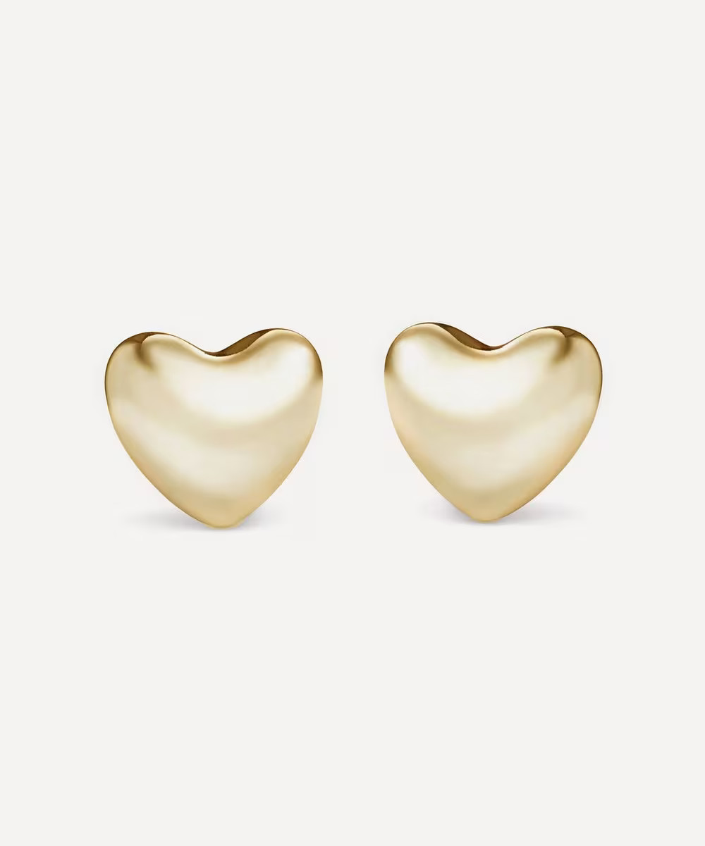 14ct Gold-Plated Voluptuous Heart Stud Earrings | Liberty London (UK)