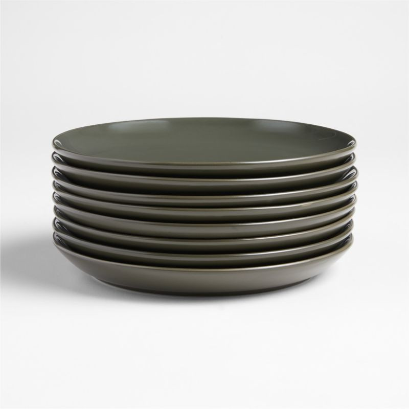 Hudson Burnt Green Stoneware Salad Plates, Set of 8 + Reviews | Crate & Barrel | Crate & Barrel