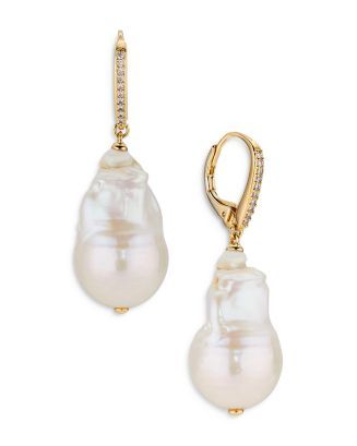Tezoro Pavé & Freshwater Baroque Pearl Drop Earrings in Gold Tone | Bloomingdale's (US)