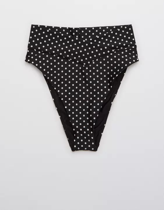 Aerie Printed Crossover High Cut Cheeky Bikini Bottom | American Eagle Outfitters (US & CA)