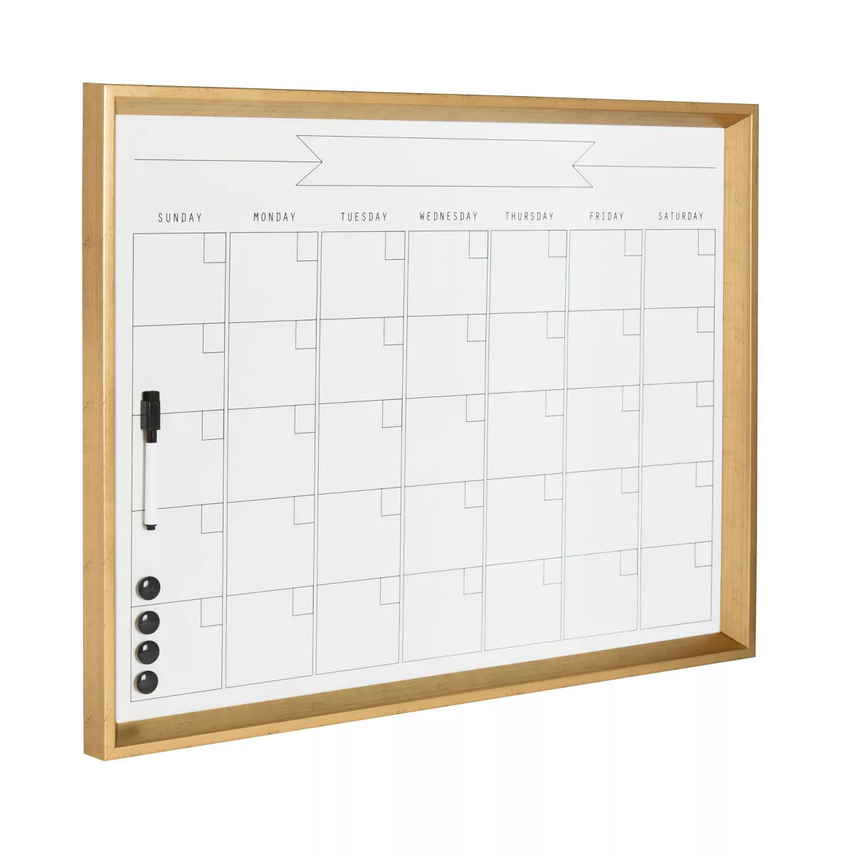 27.25" x 1.5" Calter Framed Magnetic Dry Erase Monthly Calendar Gold - Kate and Laurel: Office Wa... | Target