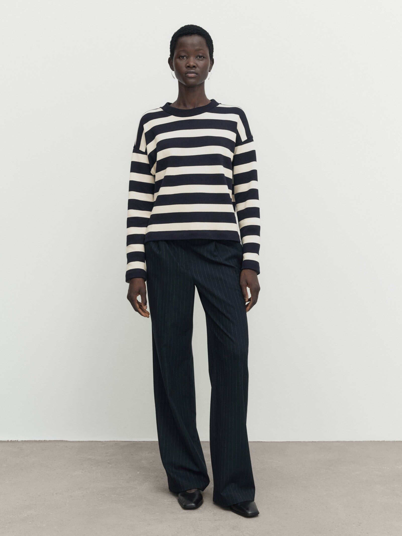 100% cotton striped sweatshirt | Massimo Dutti UK