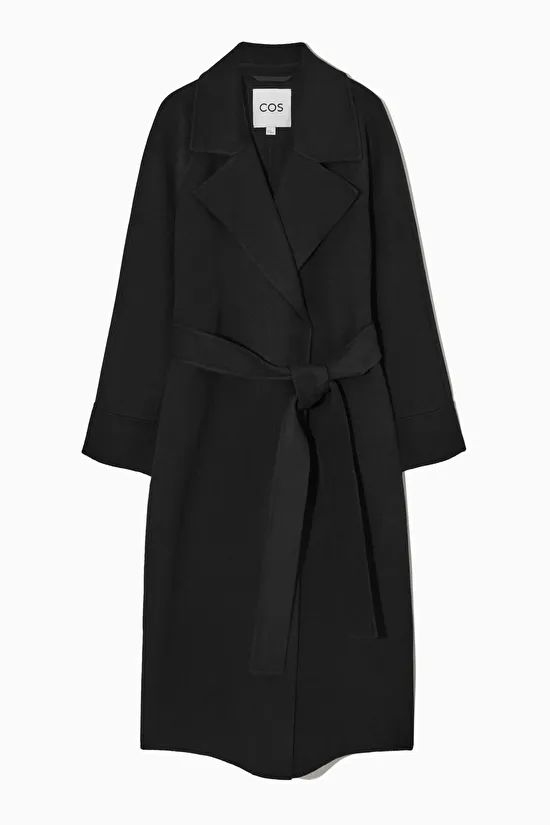 BELTED DOUBLE-FACED WOOL COAT - BLACK - Coats and Jackets - COS | COS (US)