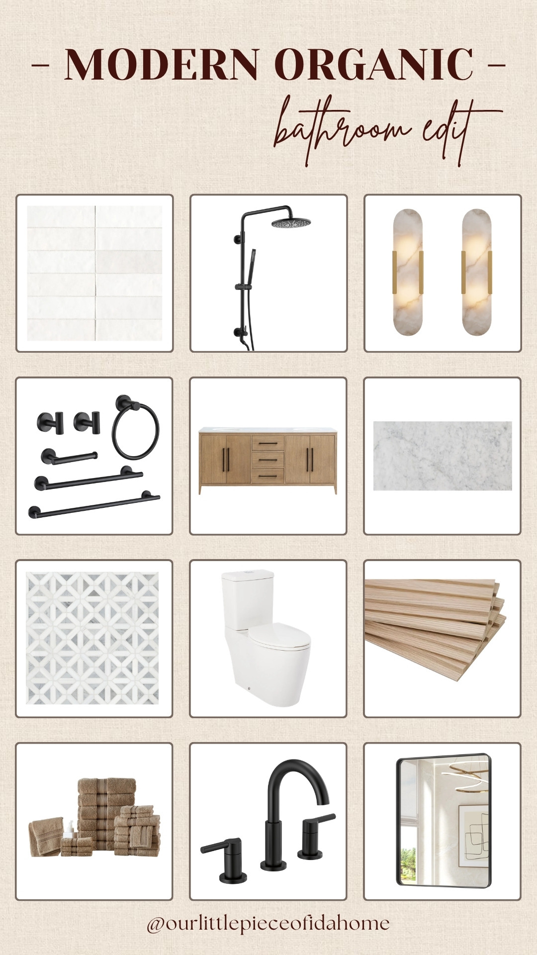I pulled together all of the pieces from this modern organic bathroom design because they balance warmth, texture, and timeless finishes so well.

The mix of light wood tones, marble, matte-black fixtures, and soft neutral textiles creates a bathroom that feels elevated without being overly formal. These are the details I would use to create a designer-inspired space that stays classic for years.

Shop the full bathroom edit below.
@Wayfair 
@Lowe's

#LTKU #LTKHome #LTKSaleAlert
