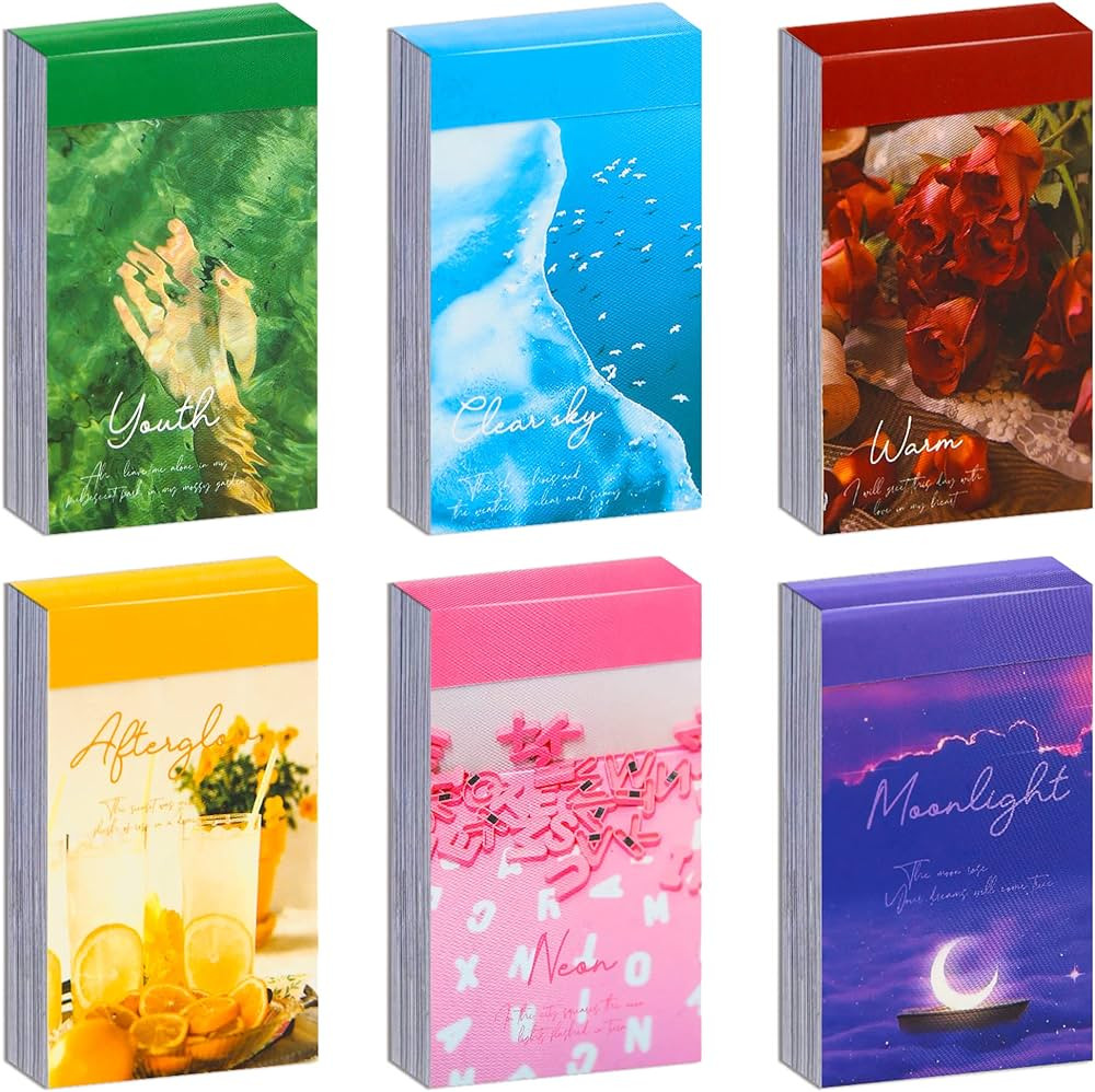 6 Sets 300 Pcs Washi Stickers Set Cute Aesthetic Sticker Book for Journaling, DIY Decorative Pape... | Amazon (US)