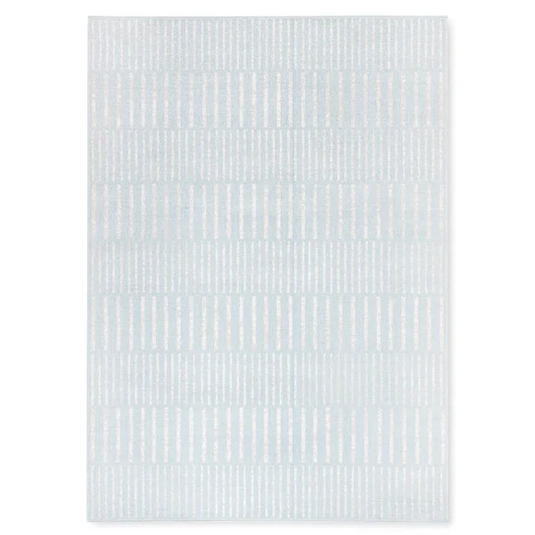 TOMMY BAHAMA Poolside Offset Stripe Indoor Outdoor Area Rug Blue/Ivory | Wayfair North America