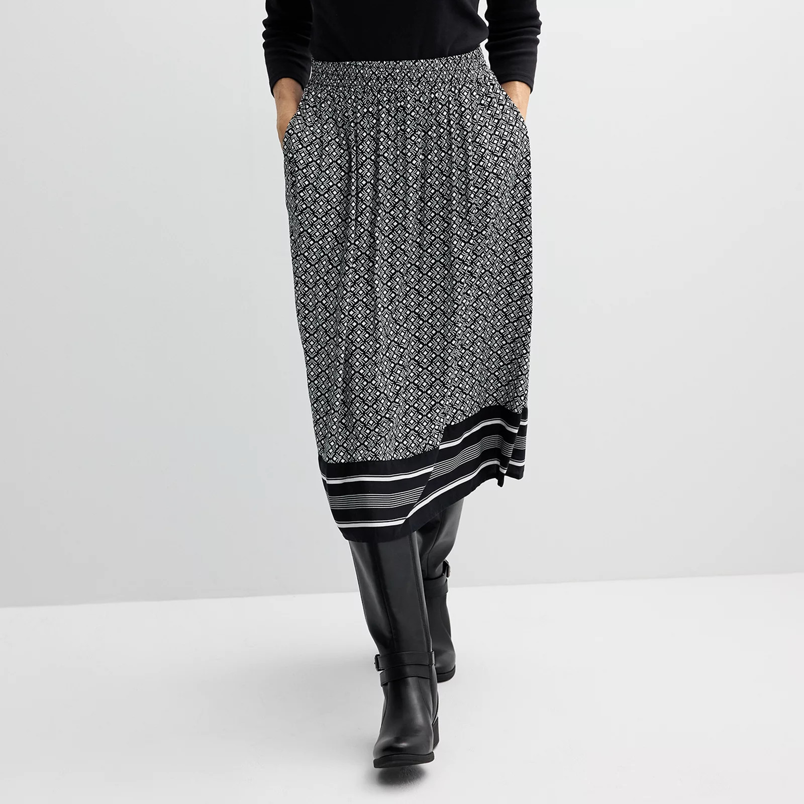 Women's Croft & Barrow® Elastic Waist Midi Skirt | Kohl's