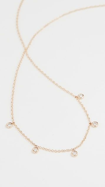 14k 5 Diamond Bezel Choker Necklace | Shopbop