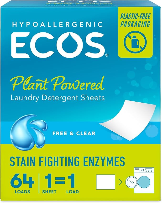 ECOS Laundry Detergent Sheets Vegan, No Plastic Jug, No Mess & Liquid Free - Laundry Sheets in Wa... | Amazon (US)
