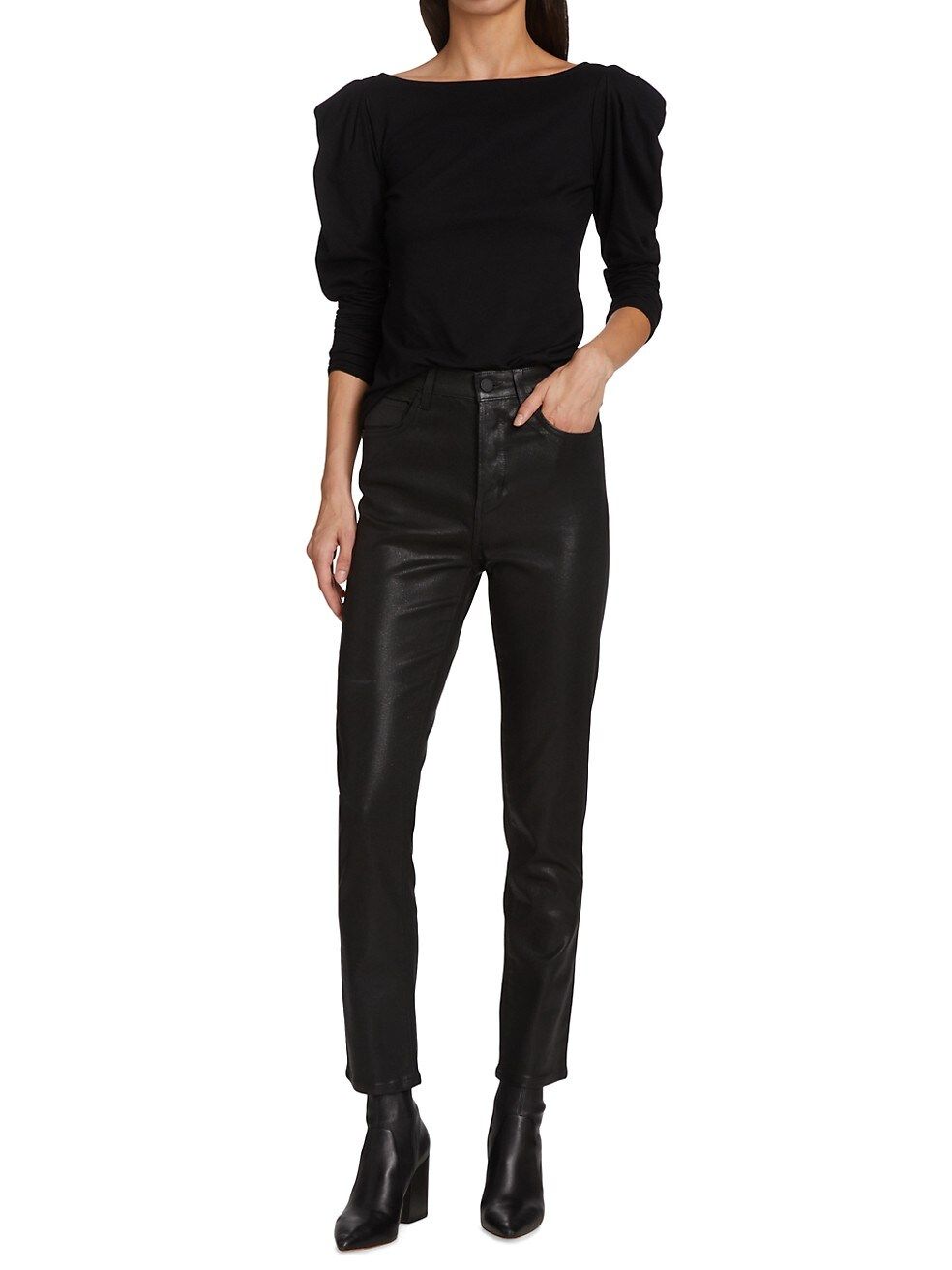 Alexxis High-Rise Stretch Faux Leather Slim Jeans | Saks Fifth Avenue
