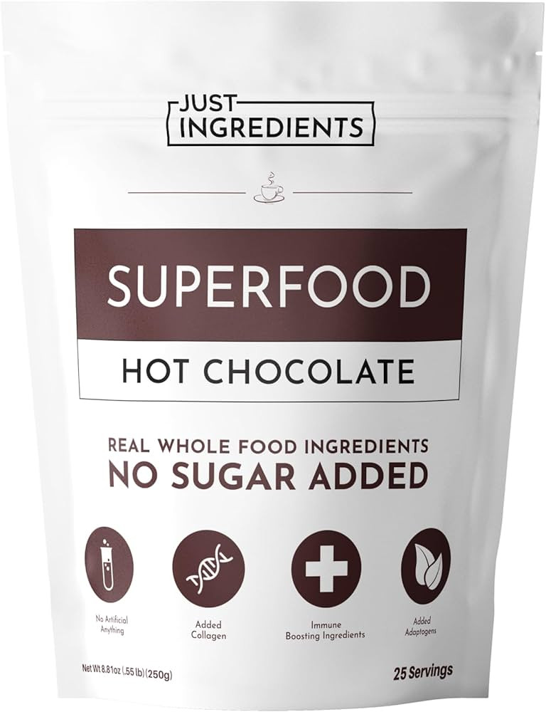 Superfood Hot Chocolate | 25 Servings | With Grass-fed Collagen, Organic Cacao, Cinnamon, Ashwaga... | Amazon (US)