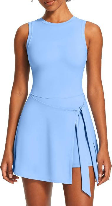 Ewedoos Athletic Tennis Dress for Women with Built-in Bra & Shorts Side Slit U-Shaped Active Work... | Amazon (US)