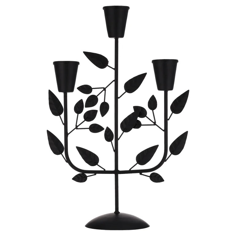My Texas House Iron Leaves Candle Holder, Black, 14" | Walmart (US)