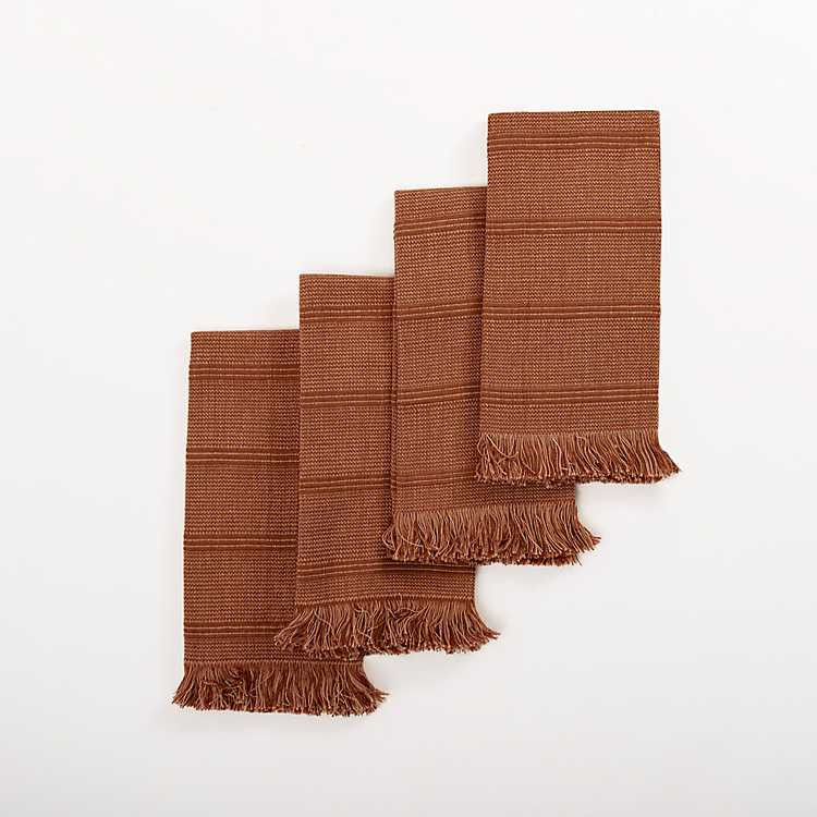 Lynn Rust Horizontal Stripe Napkins, Set of 4 | Kirkland's Home