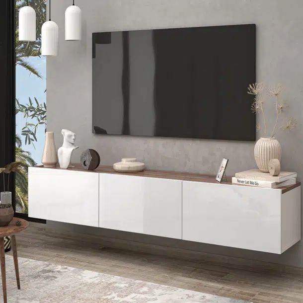Ozge Floating Minimalist TV Stand for up to 80" TV Wall Mounted Media Console | Wayfair North America