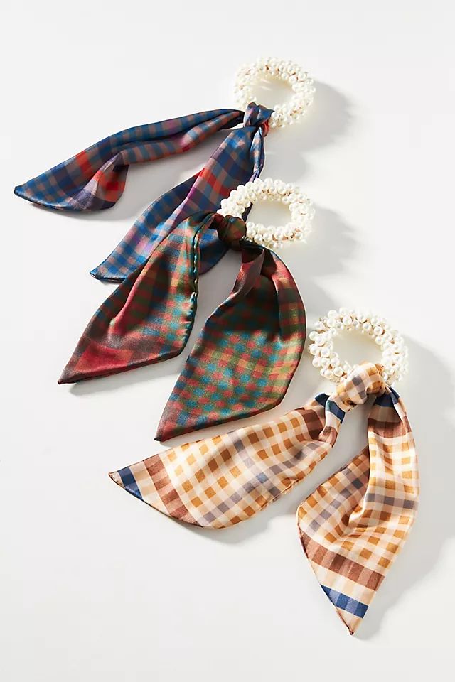 Plaid Embellished Scarf Scrunchie Set | Anthropologie (US)