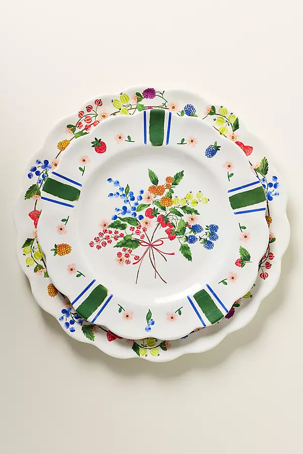 Annette Floral Melamine Dessert Plates, Set of 4 | Anthropologie (US)