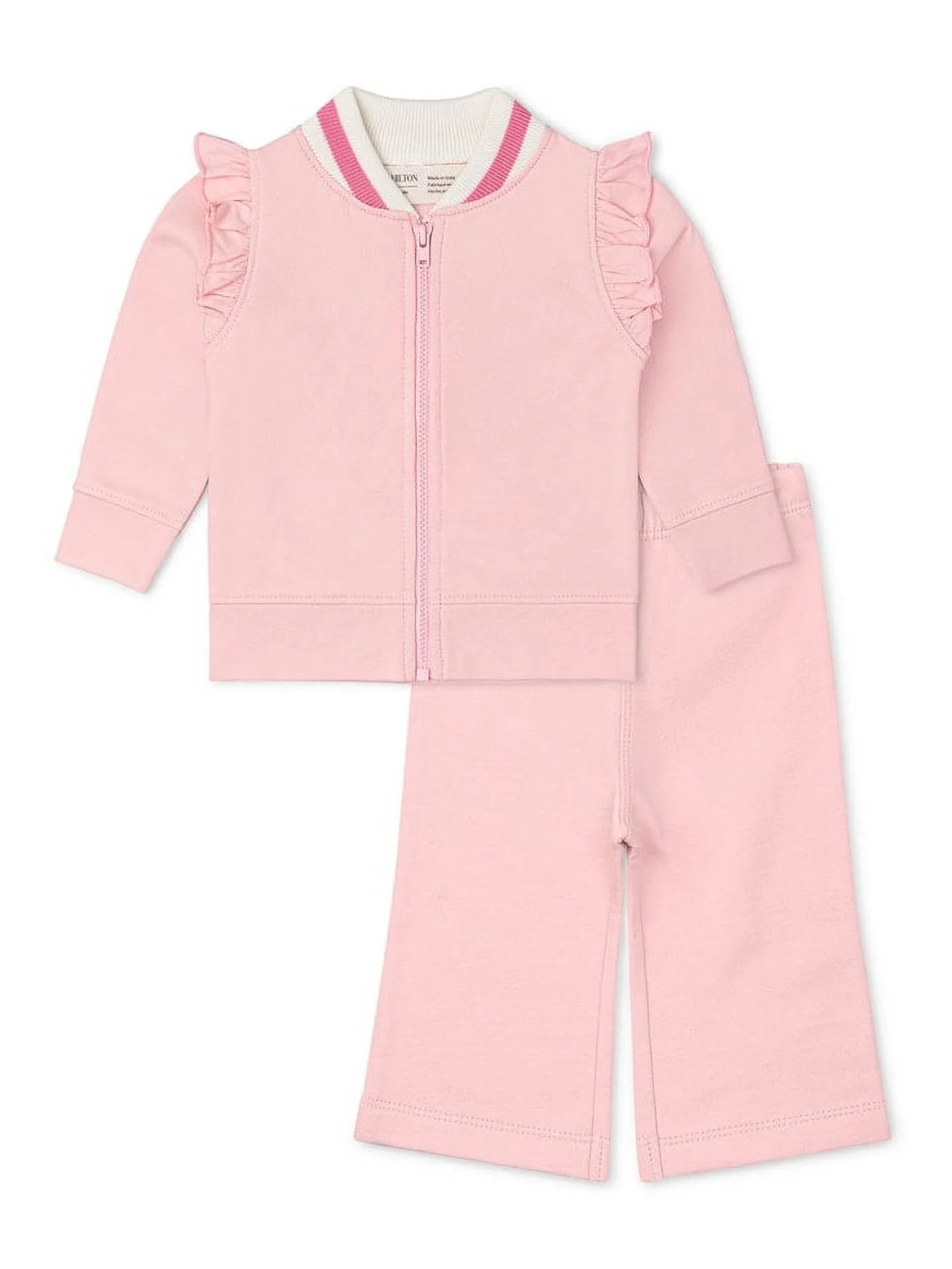 Paris Hilton x Monica + Andy Organic Cotton Baby Ruffle Sleeve Tracksuit, Sizes 0-3M-5T - Walmart... | Walmart (US)