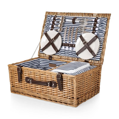 Belmont Striped Picnic Basket Blue/White - Picnic Time | Target