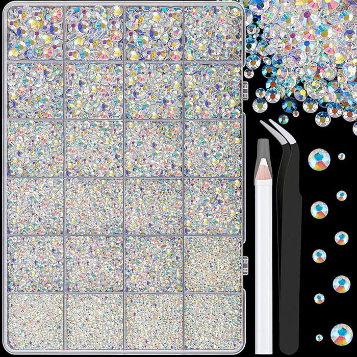 25000Pcs Resin Jelly Rhinestones, Transparent AB, 2-6mm Mixed Sizes Non Hotfix Flatback Gems | Amazon (US)